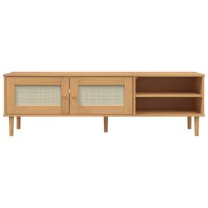 TV skříňka SENJA ratanový vzhled hnědá 158x40x49 cm borovice - obrázek 5
