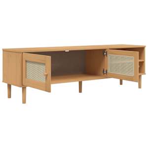 TV skříňka SENJA ratanový vzhled hnědá 158x40x49 cm borovice - obrázek 6