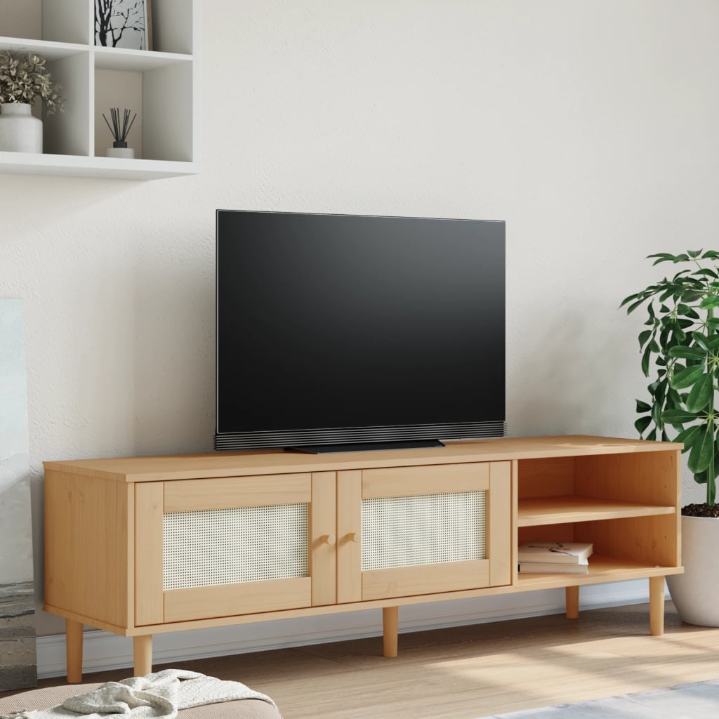 vidaXL TV-Schrank SENJA Rattan-Optik Braun 158x40x49 cm Kiefernholz