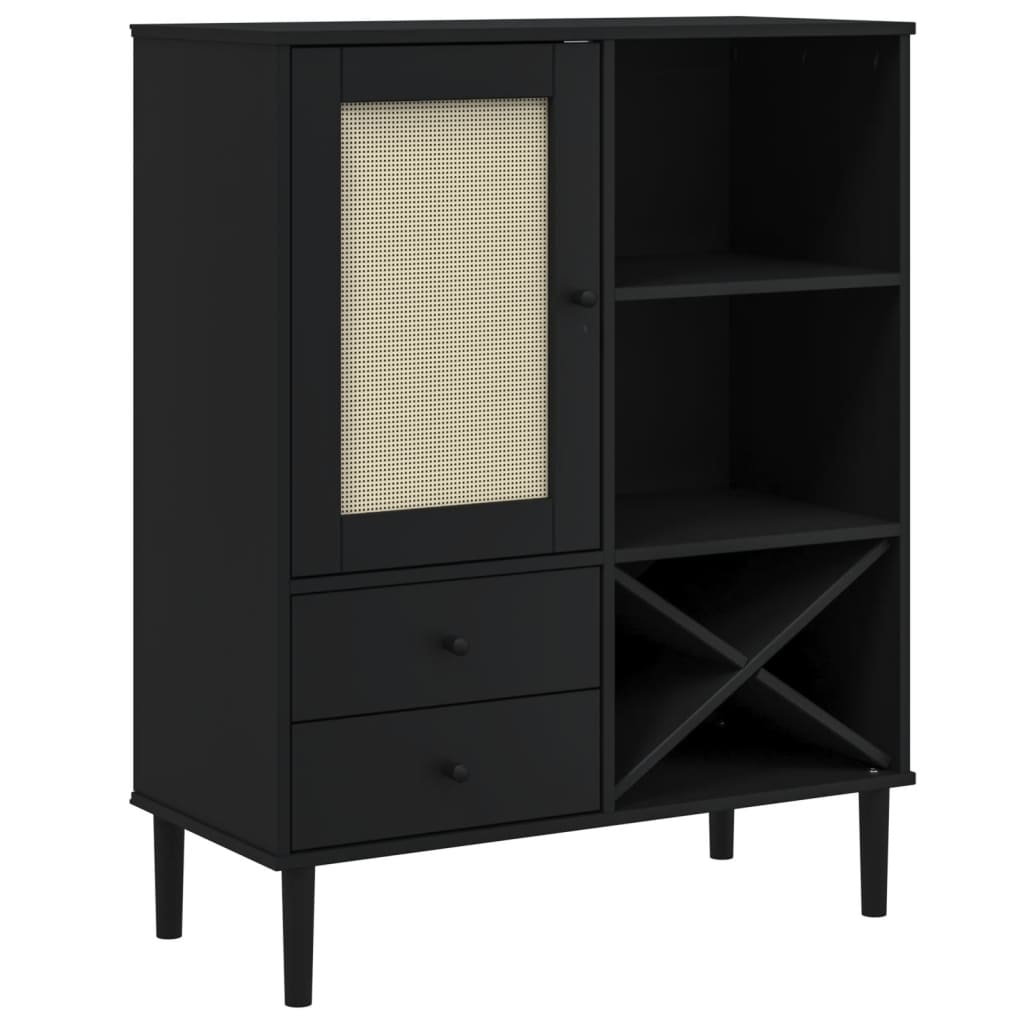 Thumbnail - vidaXL Highboard SENJA Rattan-Optik Schwarz 90x40x112 cm Kiefernholz