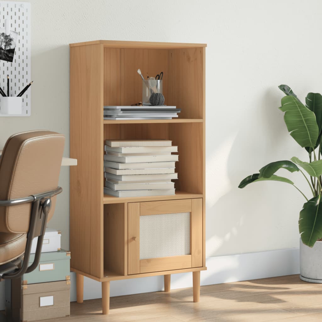 vidaXL Bücherschrank SENJA Rattan-Look Braun 60x35x130 cm Kiefernholz