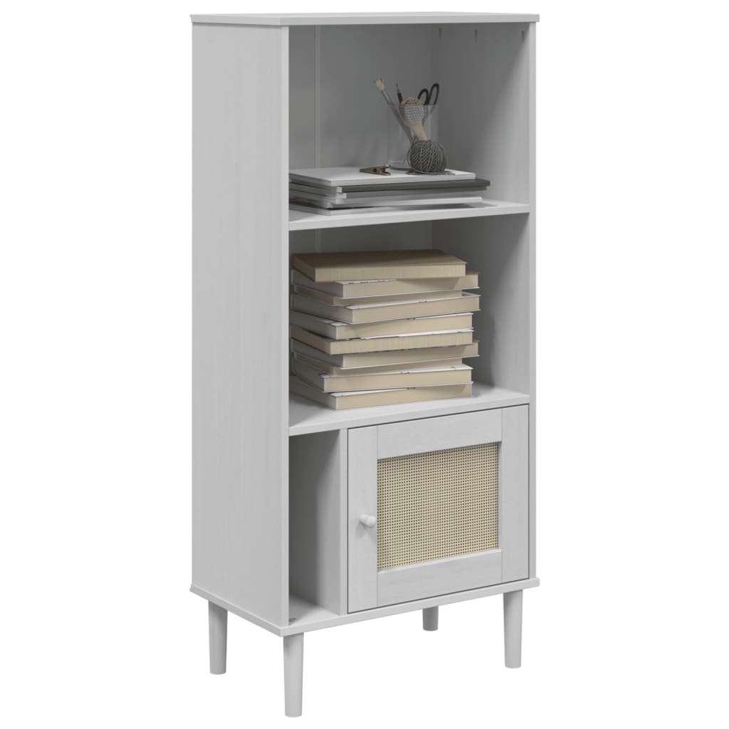 vidaXL Boekenkast SENJA rattan-look 60x35x130 cm grenenhout wit afbeelding