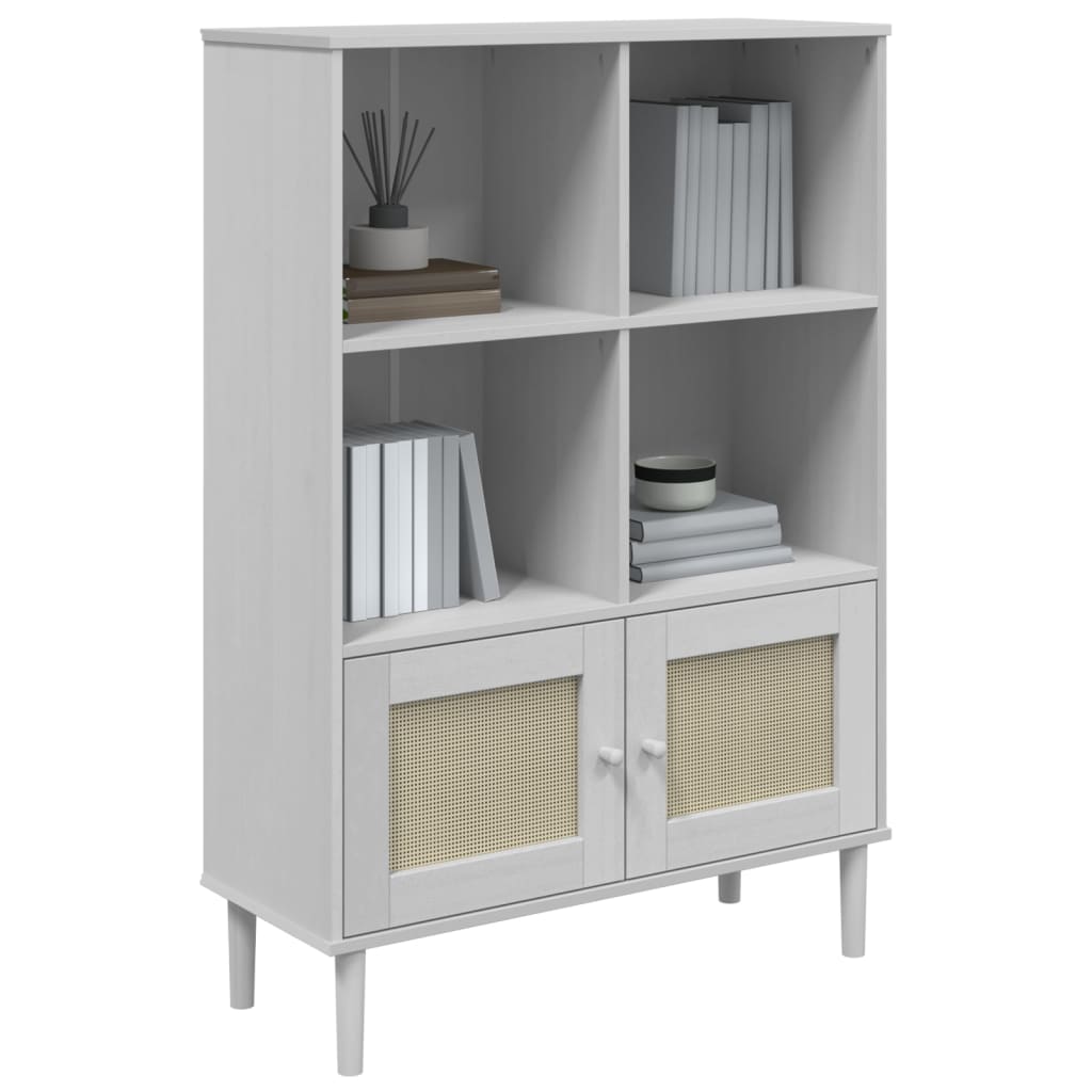 vidaXL Boekenkast SENJA rattan-look 90x35x130 cm grenenhout wit afbeelding