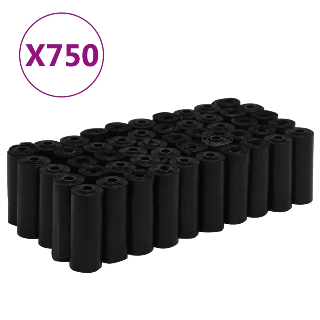vidaXL Saci igienici pentru câini, 750 buc., negru, 30x20 cm, PE
