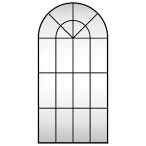 Nástěnné zrcadlo černé 50 x 100 cm oblouk železo - obrázek 3