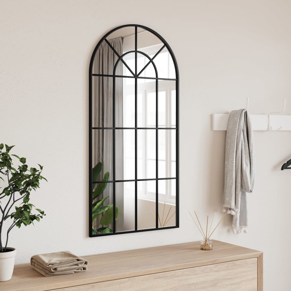 vidaXL Oglindă de perete, negru, 50x100 cm, arcuită, fier