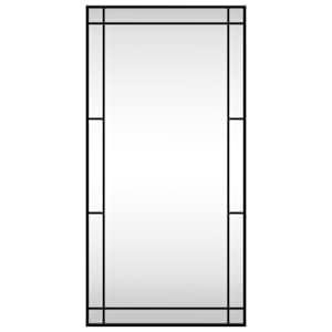 Nástěnné zrcadlo černé 50 x 100 cm obdélník železo - obrázek 3