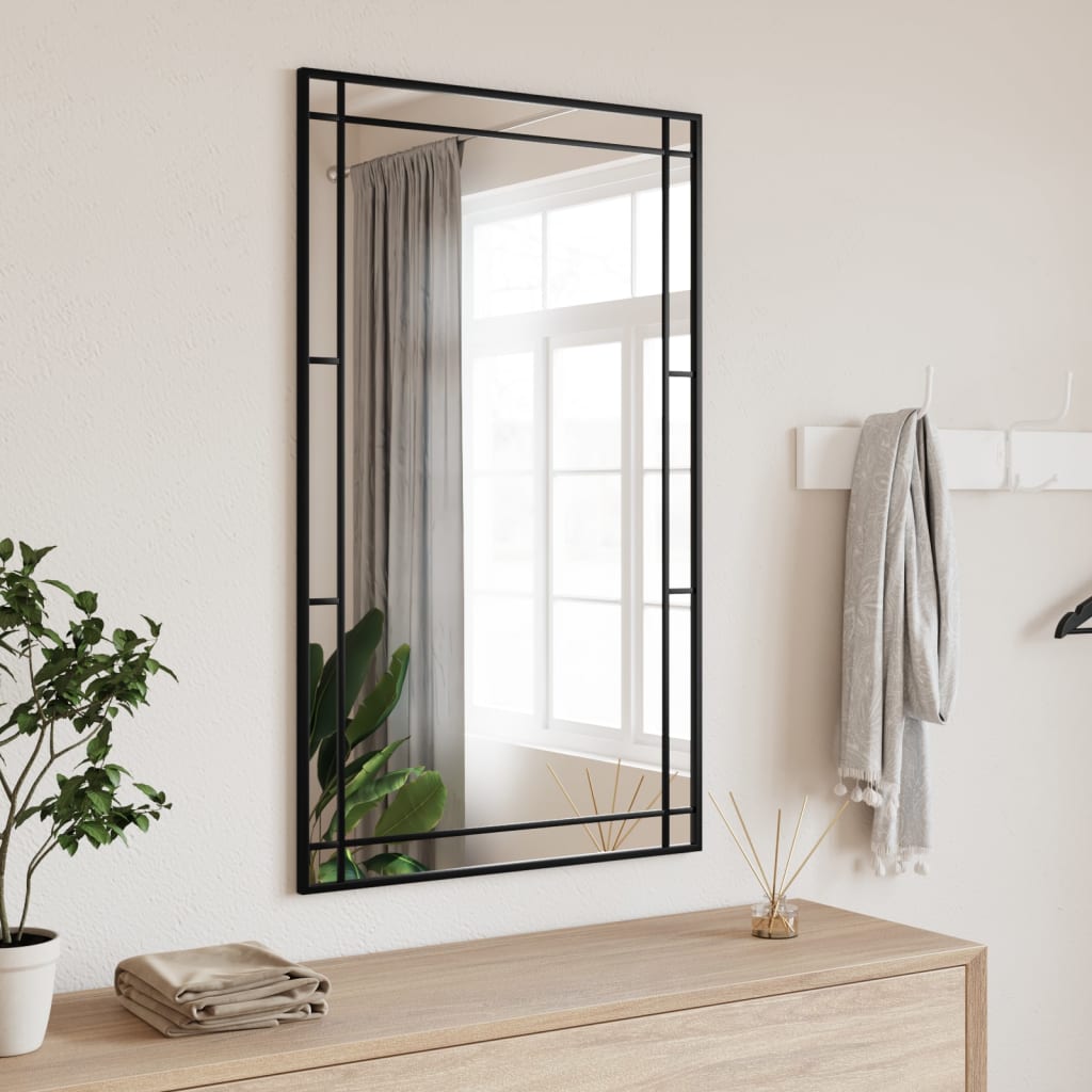 vidaXL Oglindă de perete, negru, 60x100 cm, dreptunghiulară, fier