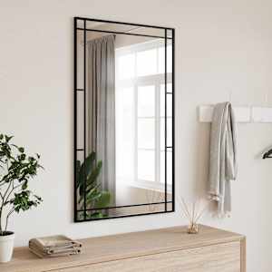 Nástěnné zrcadlo černé 60 x 100 cm obdélník železo - obrázek 1