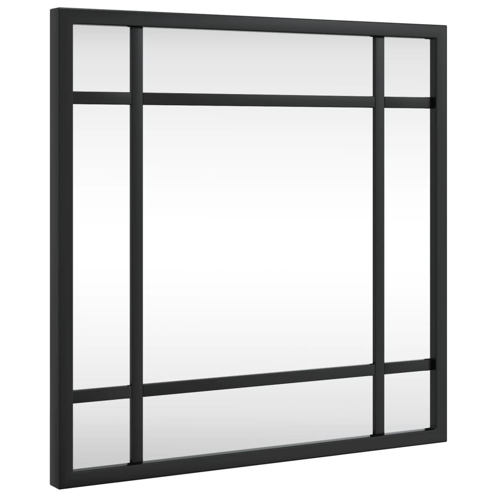 Oglindă de perete, negru, 30×30 cm, pătrată, fier