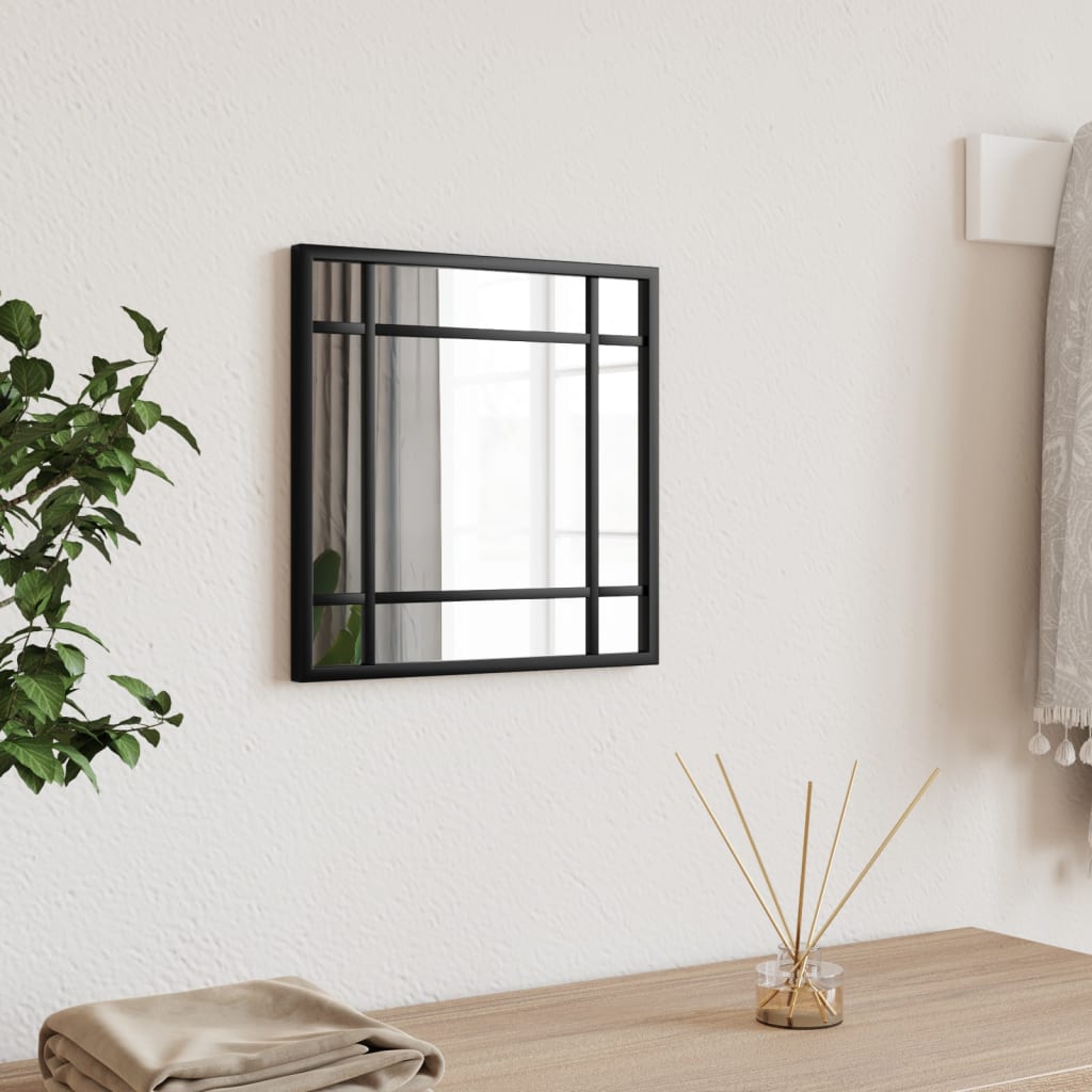 vidaXL Oglindă de perete, negru, 30x30 cm, pătrată, fier