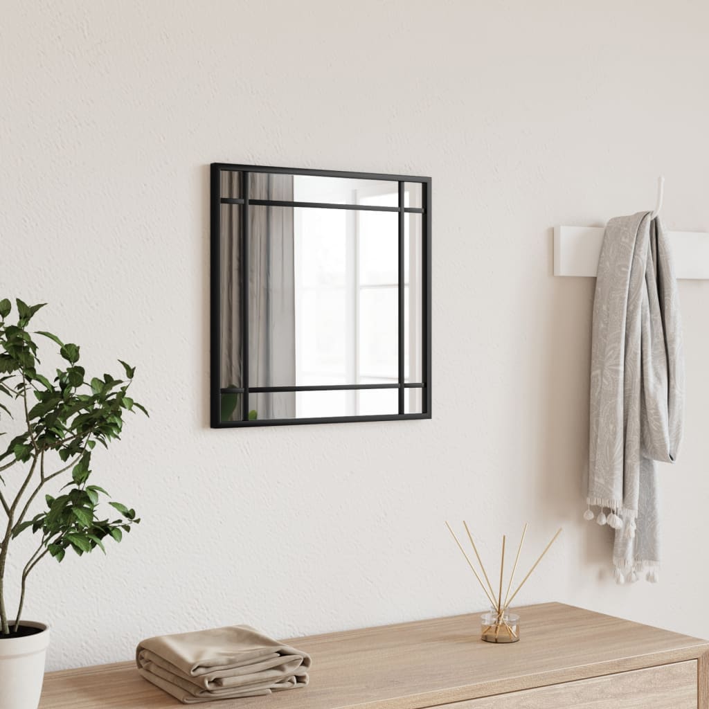 vidaXL Oglindă de perete, negru, 40x40 cm, pătrată, fier