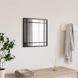 Stensko ogledalo črno 40x40 cm kvadratno železo