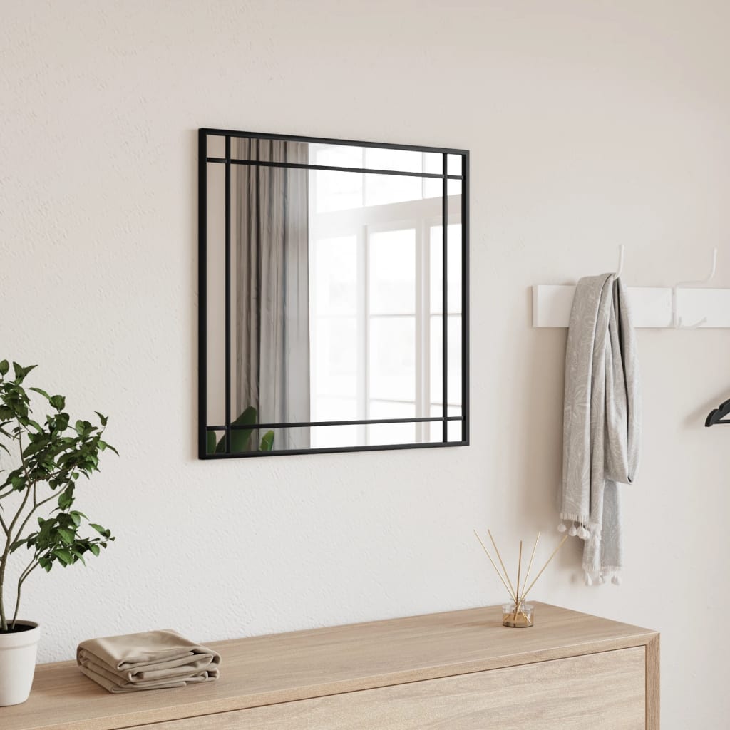 Wandspiegel Schwarz 50×50 cm Quadratisch Eisen