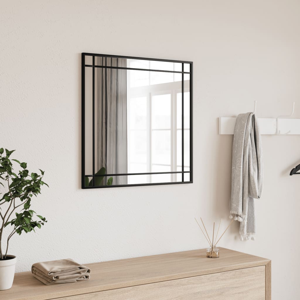 vidaXL Oglindă de perete, negru, 60x60 cm, pătrată, fier