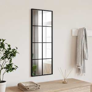 Stensko ogledalo črno 30x80 cm pravokotno železo