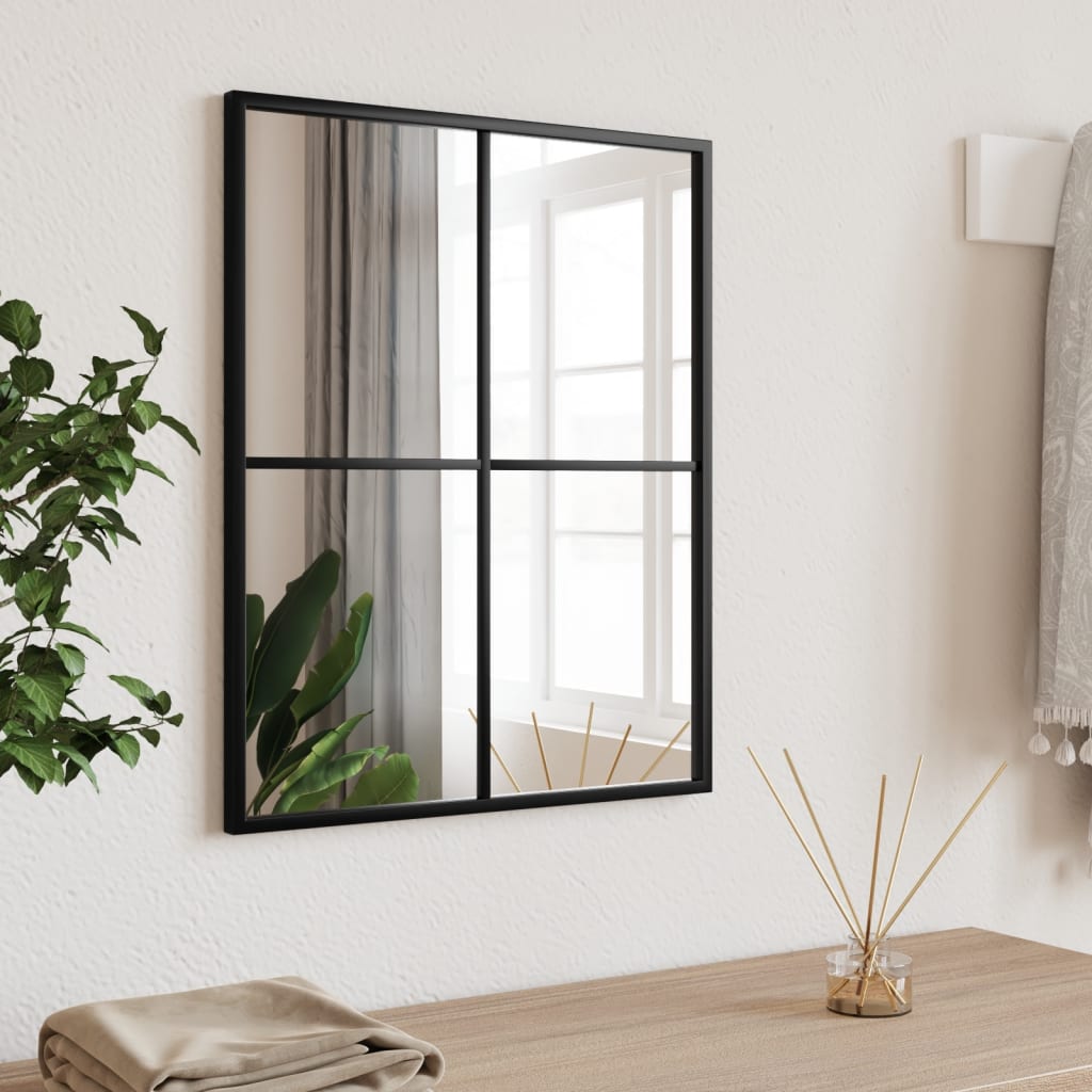 vidaXL Oglindă de perete, negru, 40x50 cm, dreptunghiulară, fier