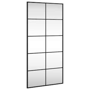 Nástěnné zrcadlo černé 50 x 100 cm obdélník železo - obrázek 2
