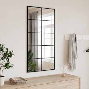 Stensko ogledalo črno 50x100 cm pravokotno železo