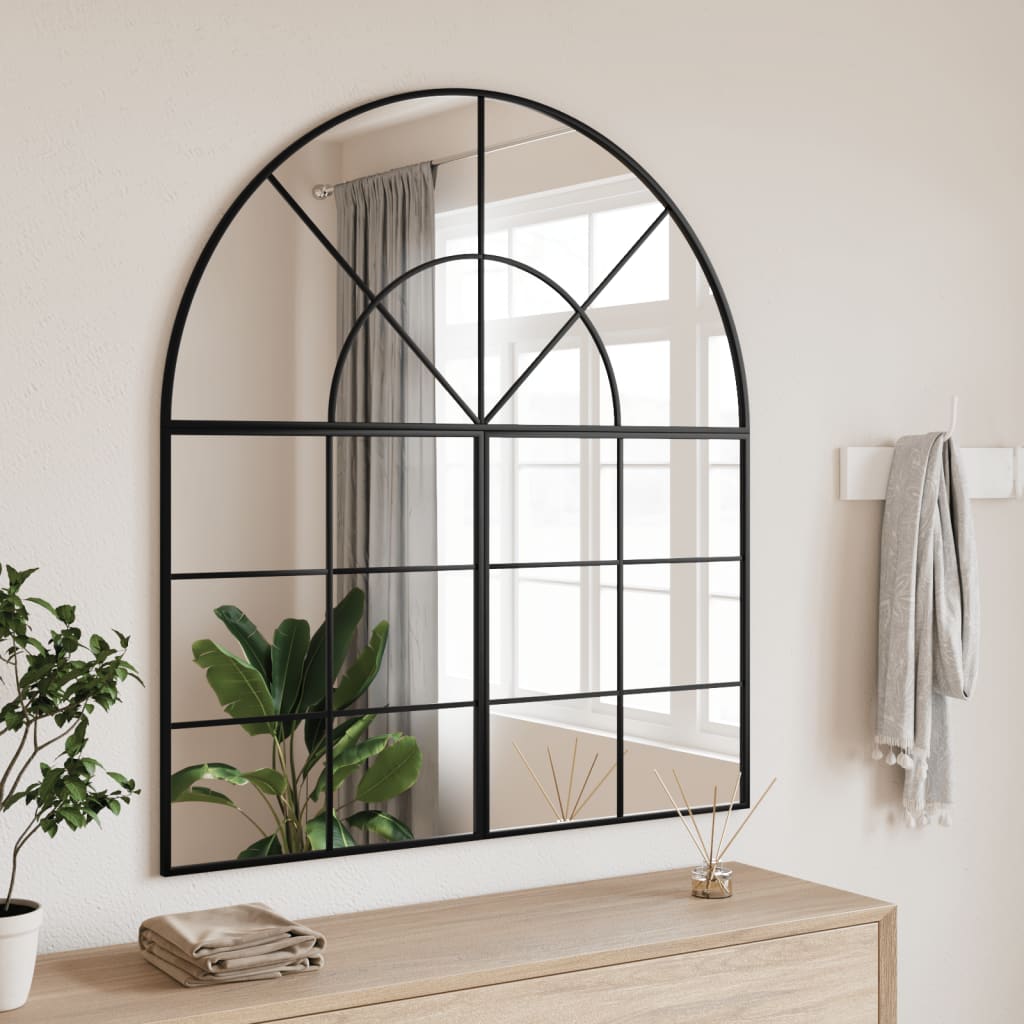 vidaXL Oglindă de perete, negru, 100x50 cm, arcuită, fier
