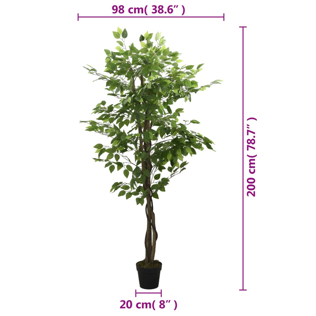 Albero di Ficus Artificiale 378 Foglie 80 cm Verde vidaXL