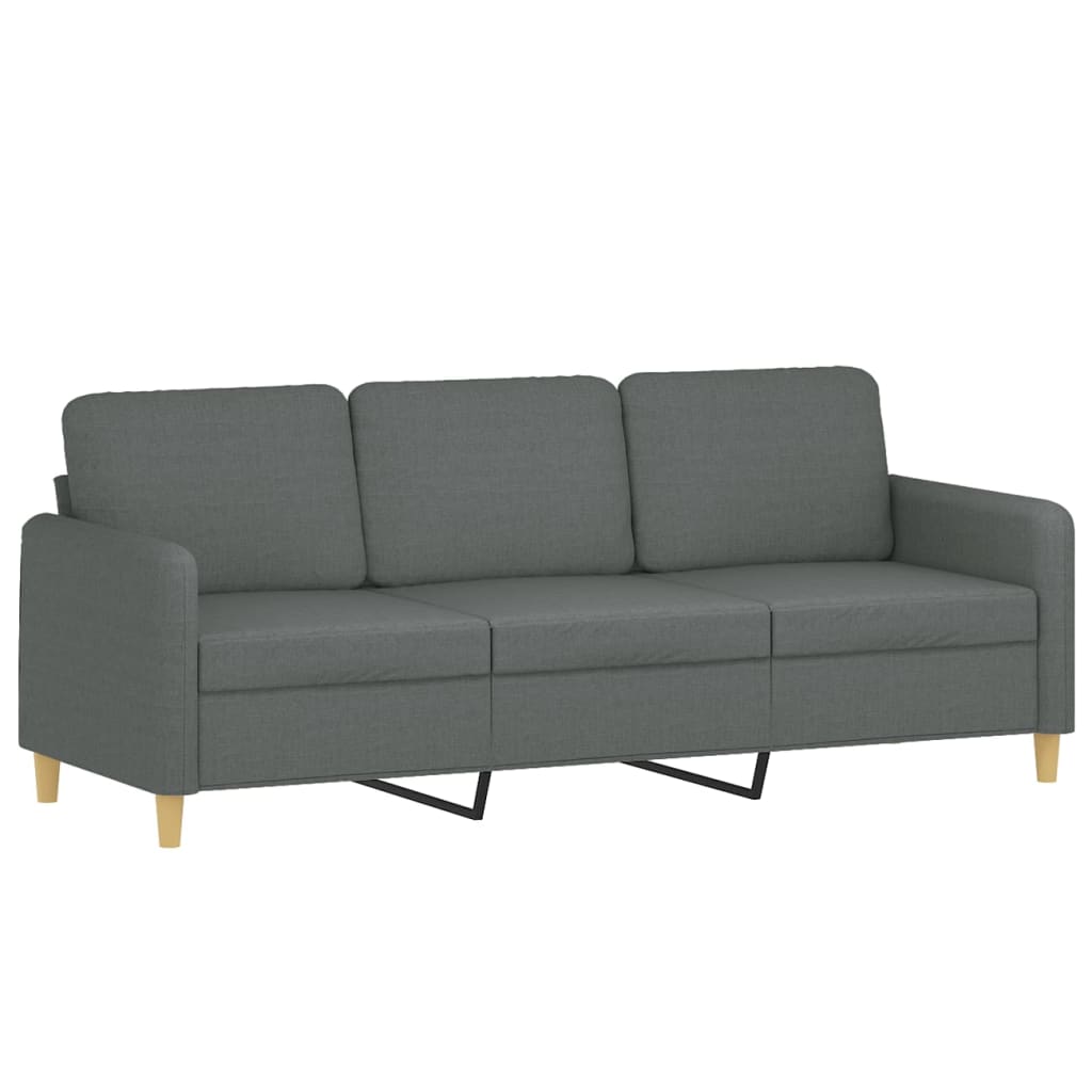 vidaXL Canapea cu 3 locuri, gri închis, 180 cm, material textil