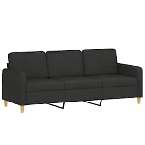 vidaXL 3-kohaline diivan, must 180 cm kangas