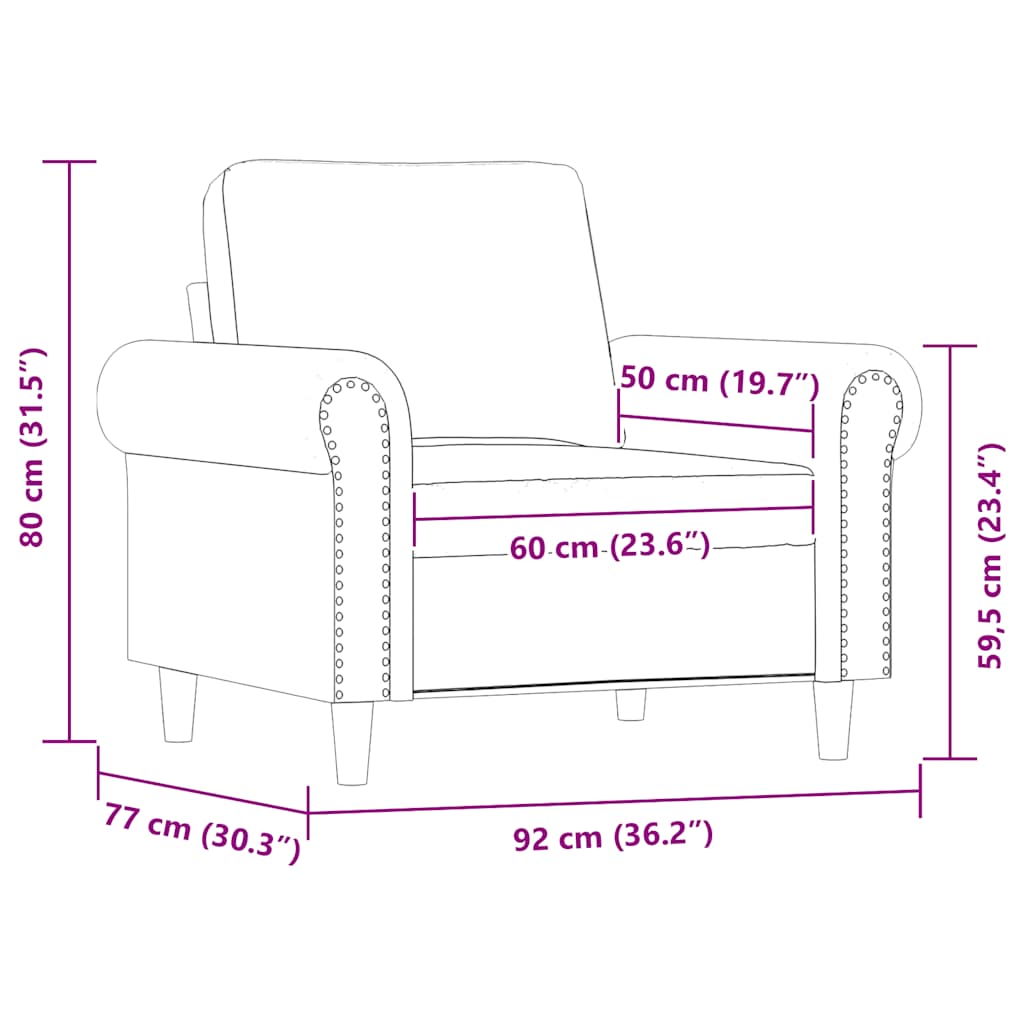 Fotelj črn 60 cm umetno usnje - slika 9