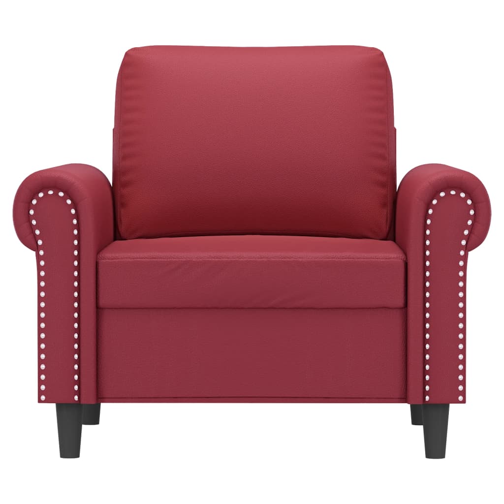 vidaXL Sillón cuero sintético rojo tinto 60 cm