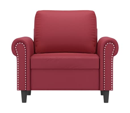 vidaXL Sillón cuero sintético rojo tinto 60 cm