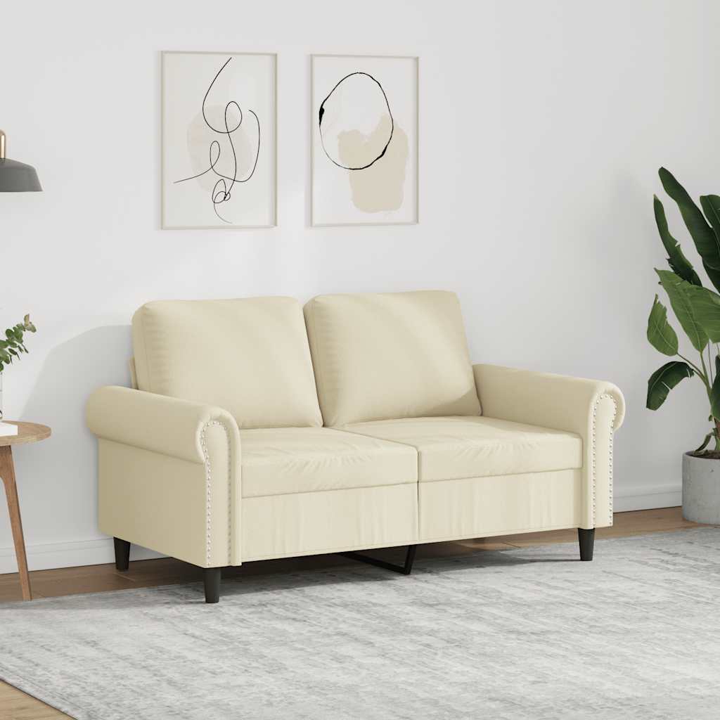 vidaXL Canapea cu 2 locuri, crem, 120 cm, piele ecologică