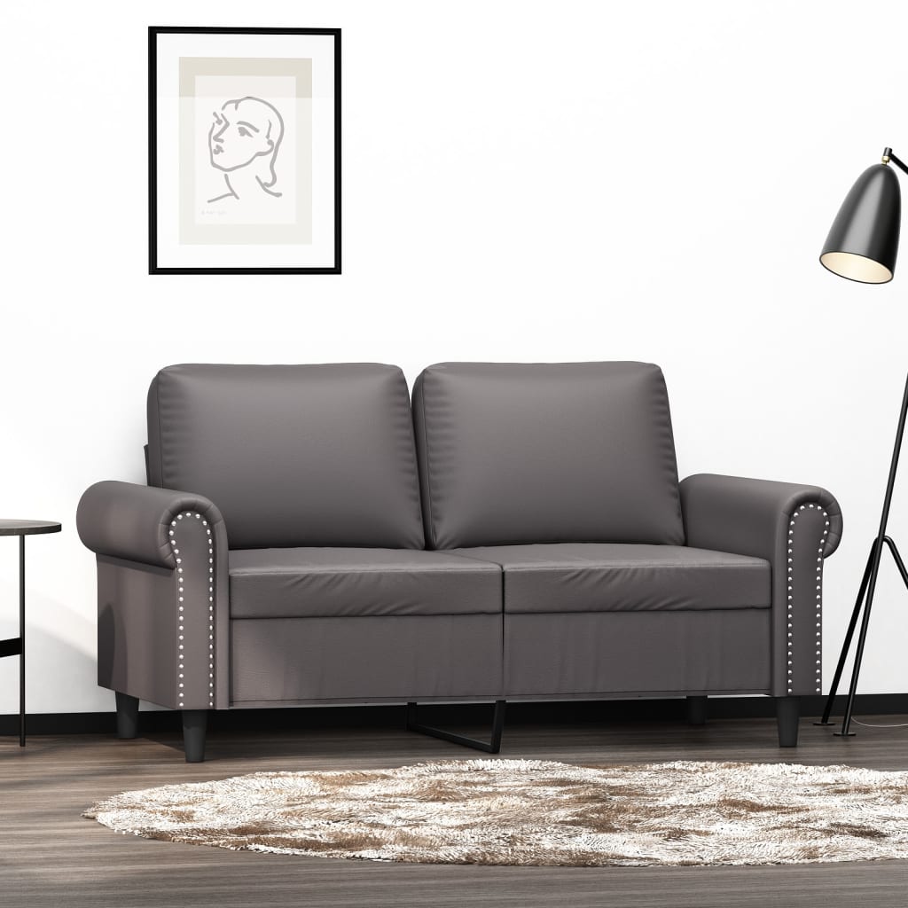 vidaXL 2-Sitzer-Sofa Grau 120 cm Kunstleder