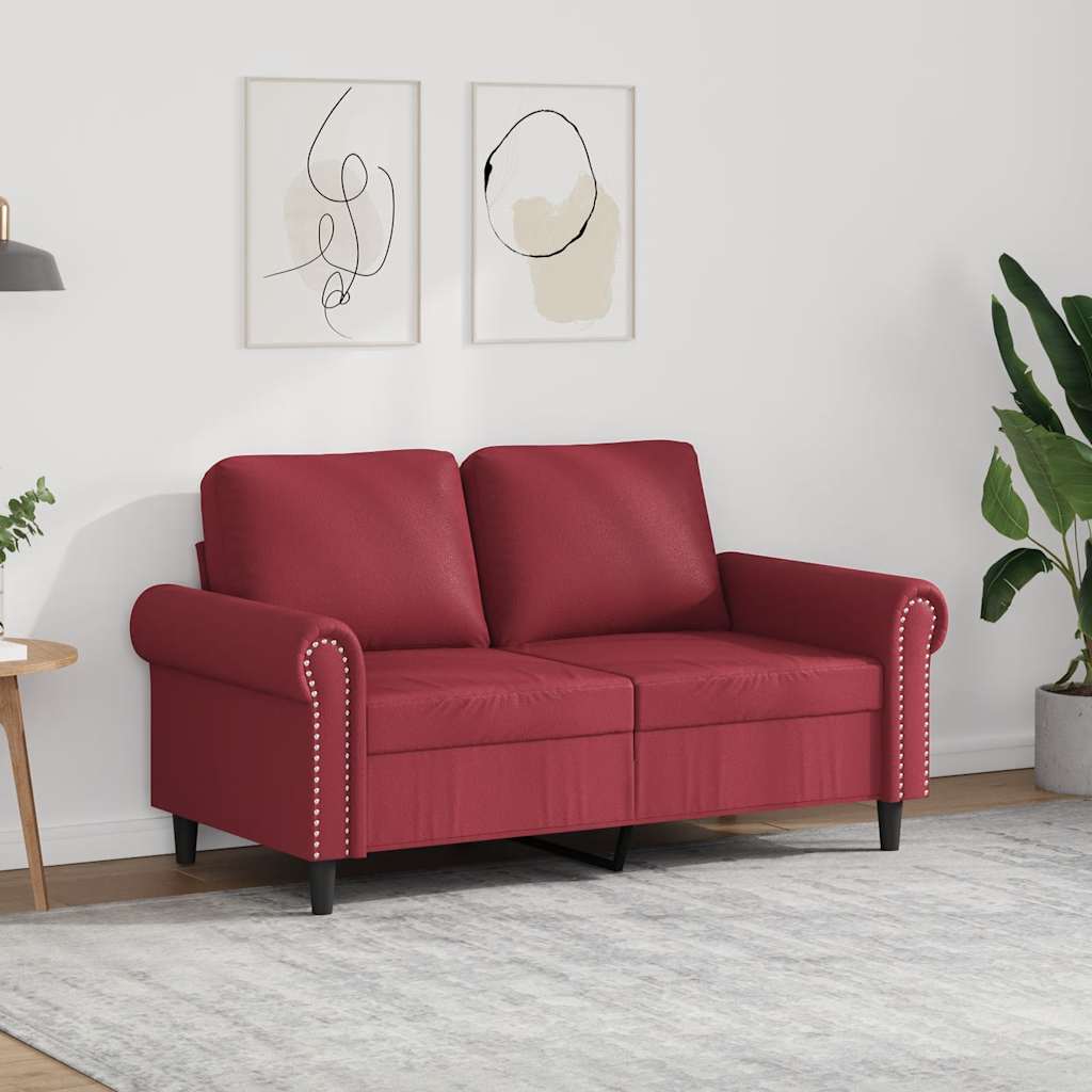 vidaXL Canapea cu 2 locuri, roșu vin, 120 cm, material textil