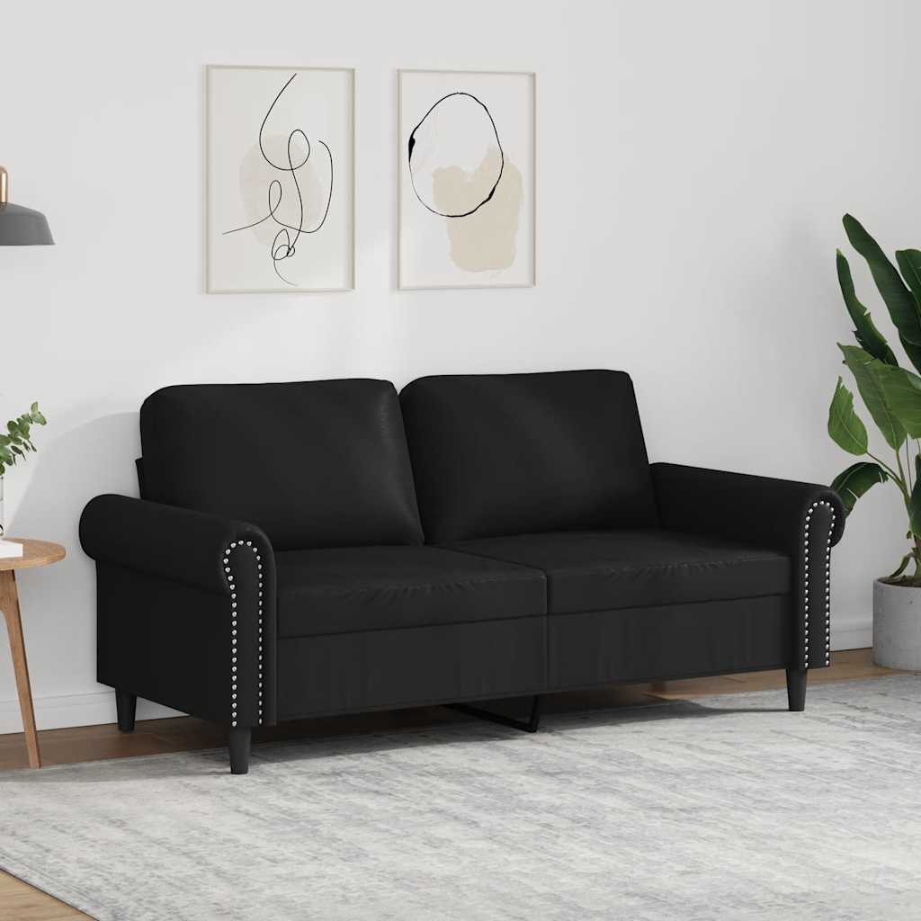vidaXL Canapea cu 2 locuri, negru, 140 cm, piele ecologică