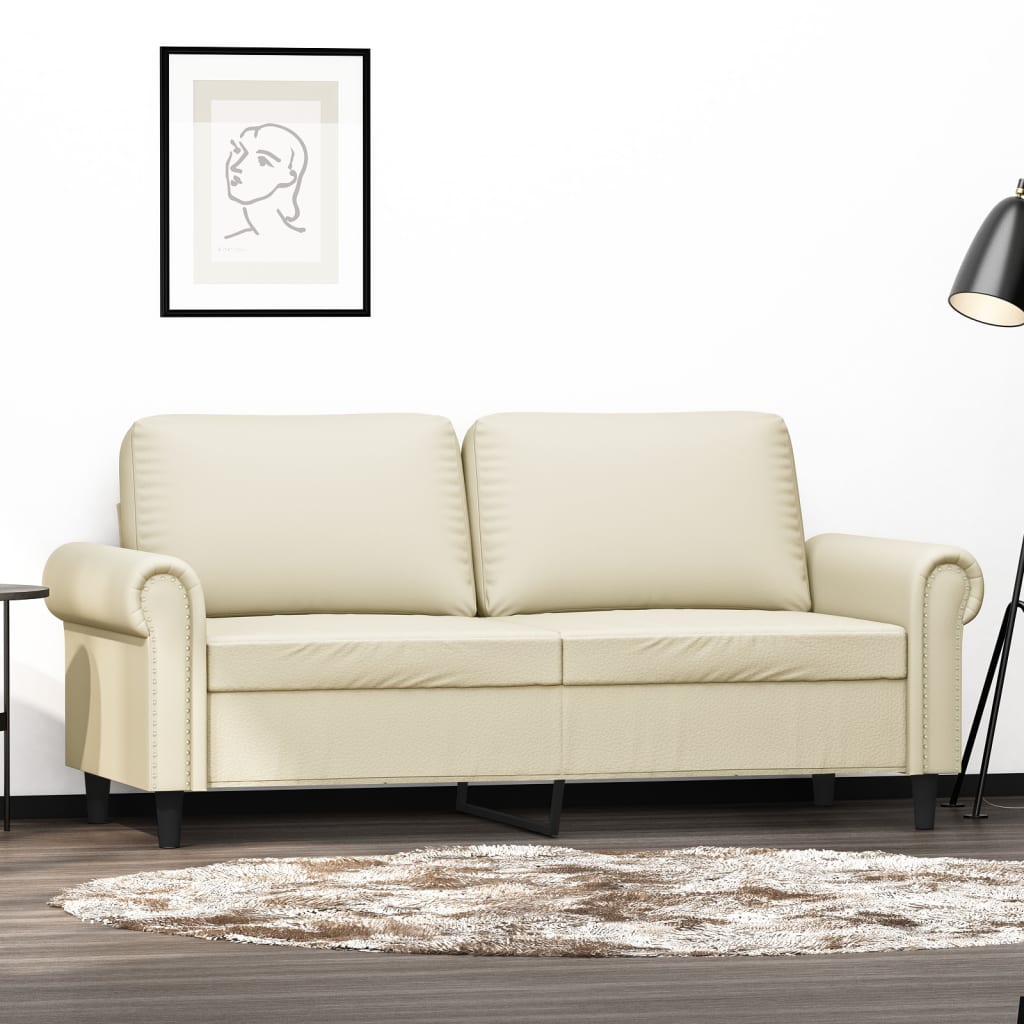 vidaXL 2-Sitzer-Sofa Creme 140 cm Kunstleder