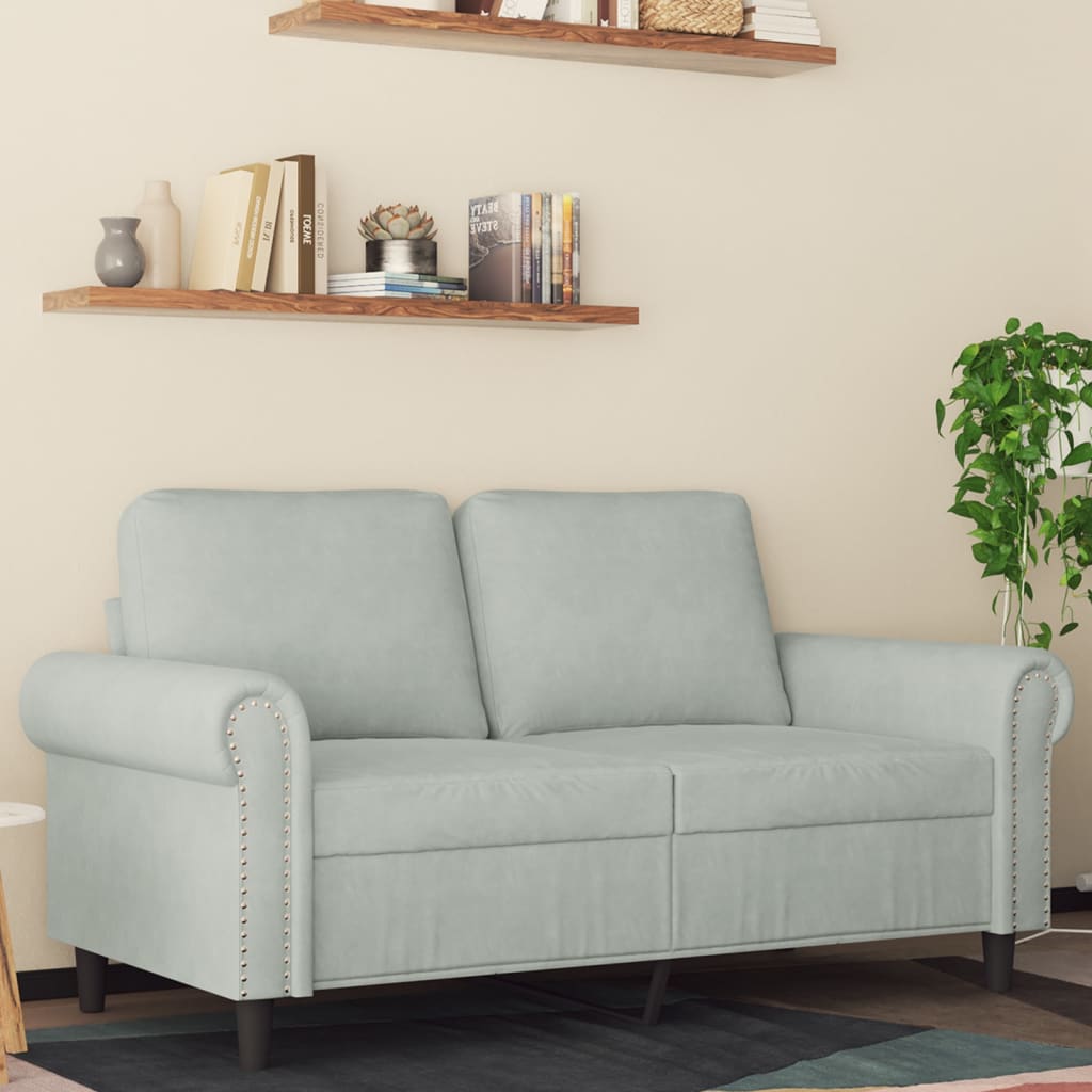 vidaXL 2-Sitzer-Sofa Hellgrau 120 cm Samt