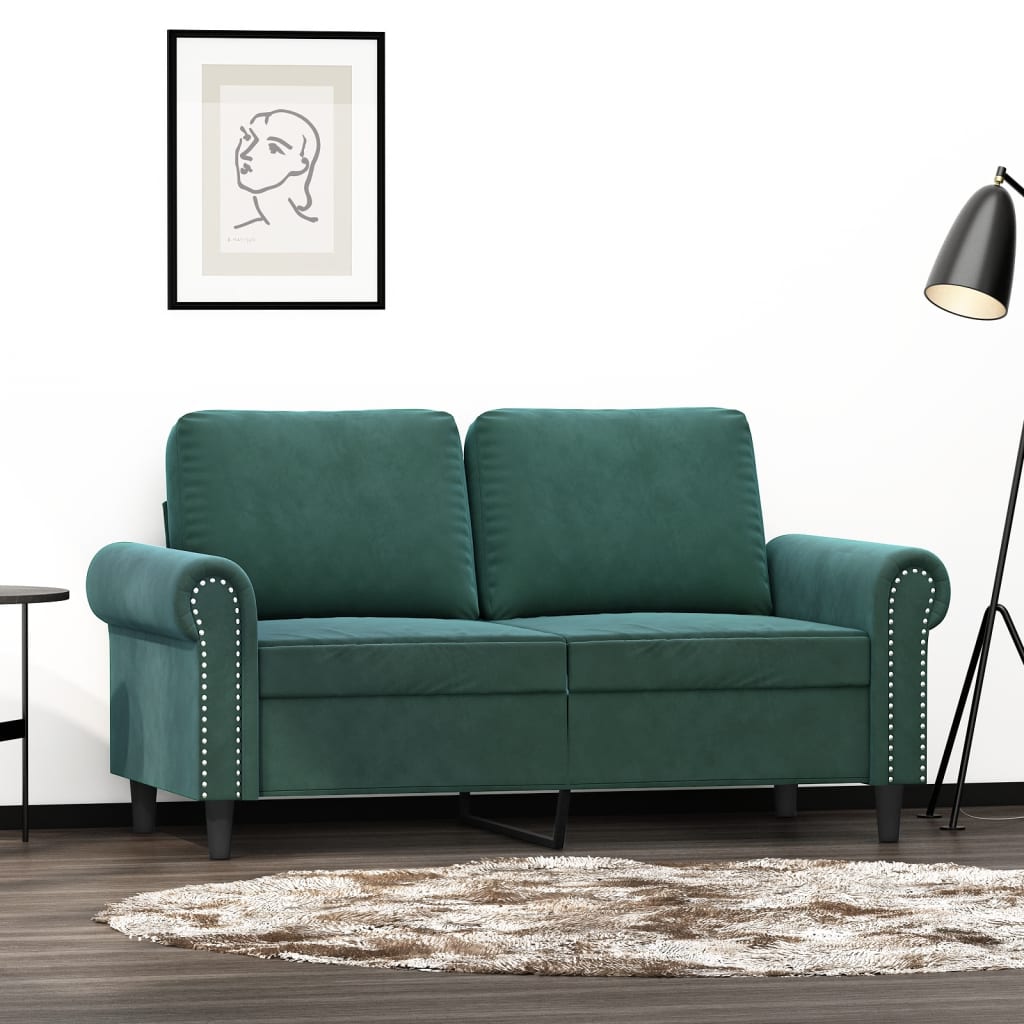 2-Sitzer-Sofa Dunkelgrün 120 cm Samt