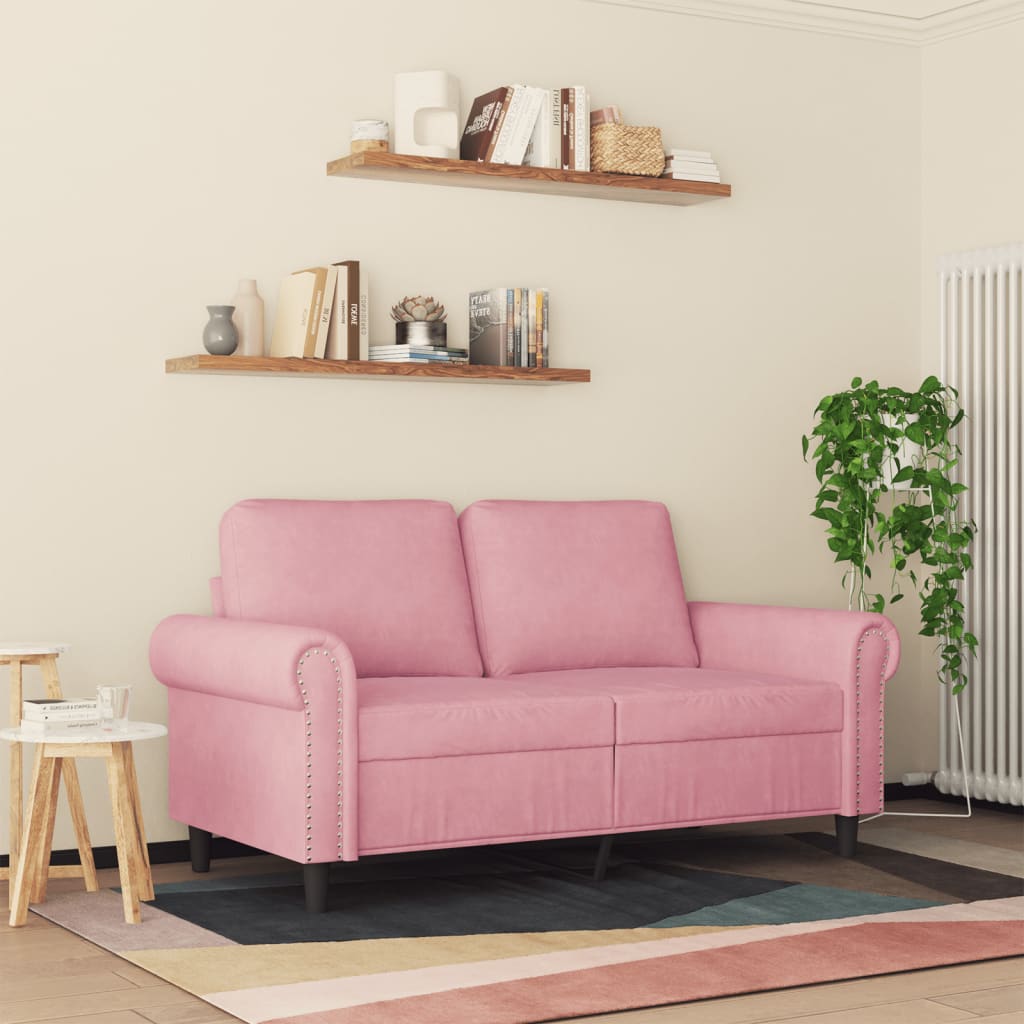 vidaXL Tweezitsbank 120 cm fluweel roze