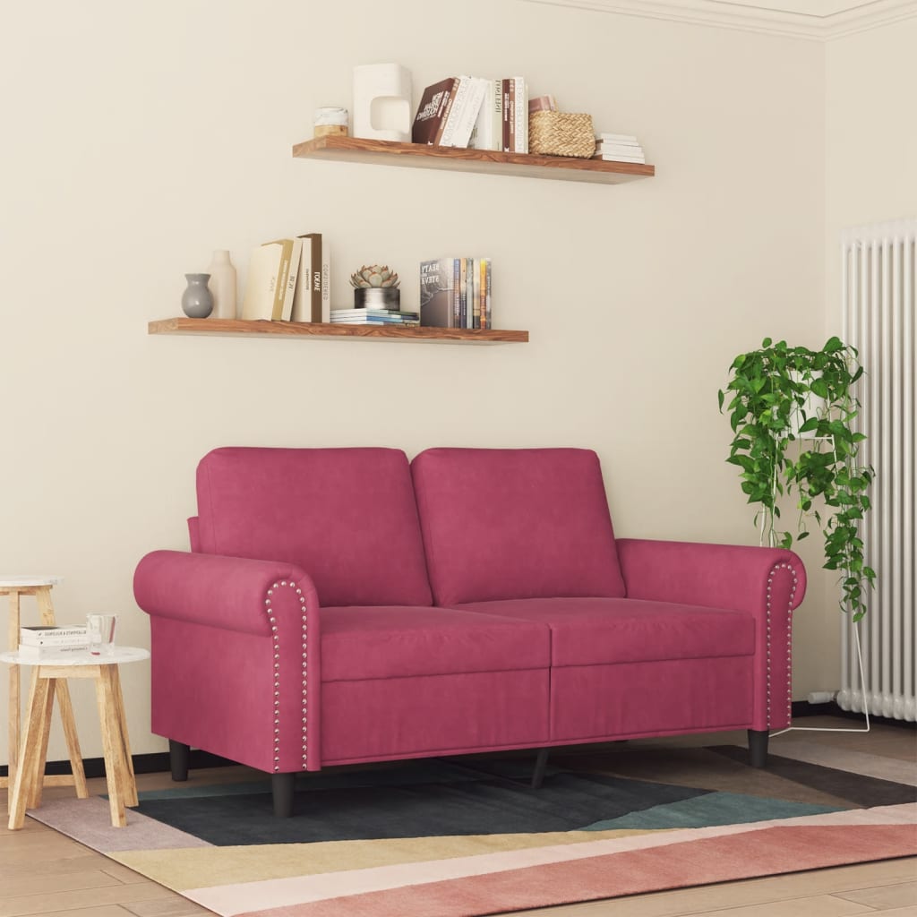 vidaXL Canapea cu 2 locuri, roșu vin, 120 cm, catifea