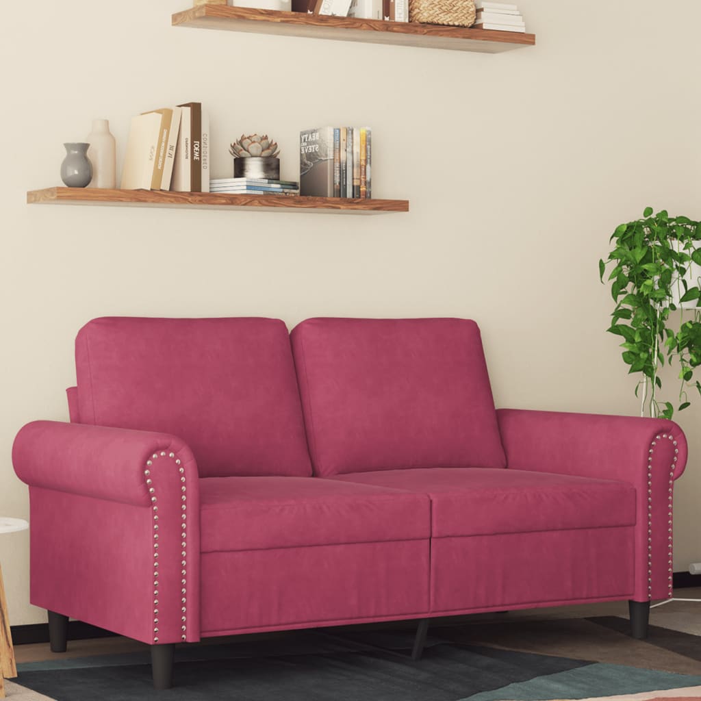 vidaXL 2-Sitzer-Sofa Weinrot 120 cm Samt