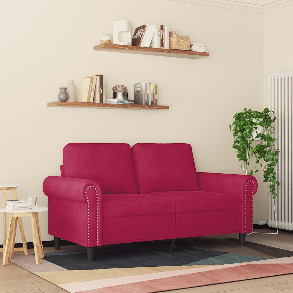 vidaXL 2-Sitzer-Sofa Weinrot 120 cm Samt