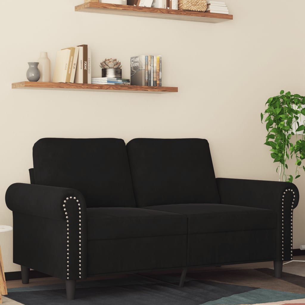 vidaXL 2-Sitzer-Sofa Schwarz 120 cm Samt