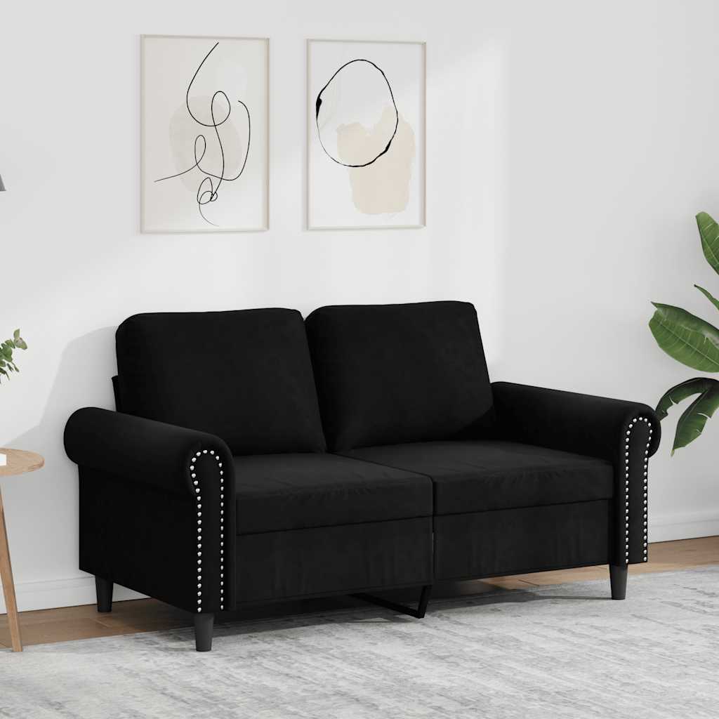 vidaXL 2-Sitzer-Sofa Schwarz 120 cm Samt