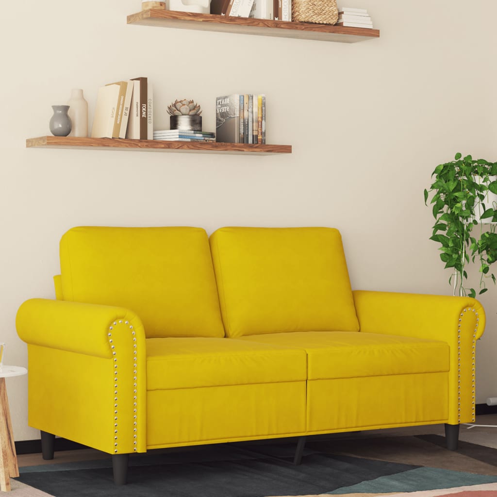 vidaXL 2-Sitzer-Sofa Gelb 120 cm Samt