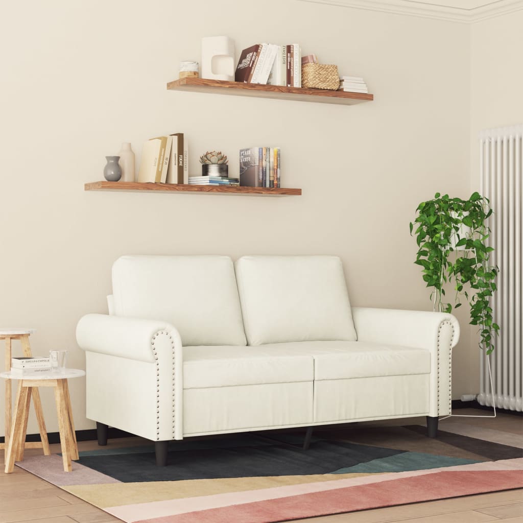 vidaXL Tweezitsbank 120 cm fluweel crèmekleurig