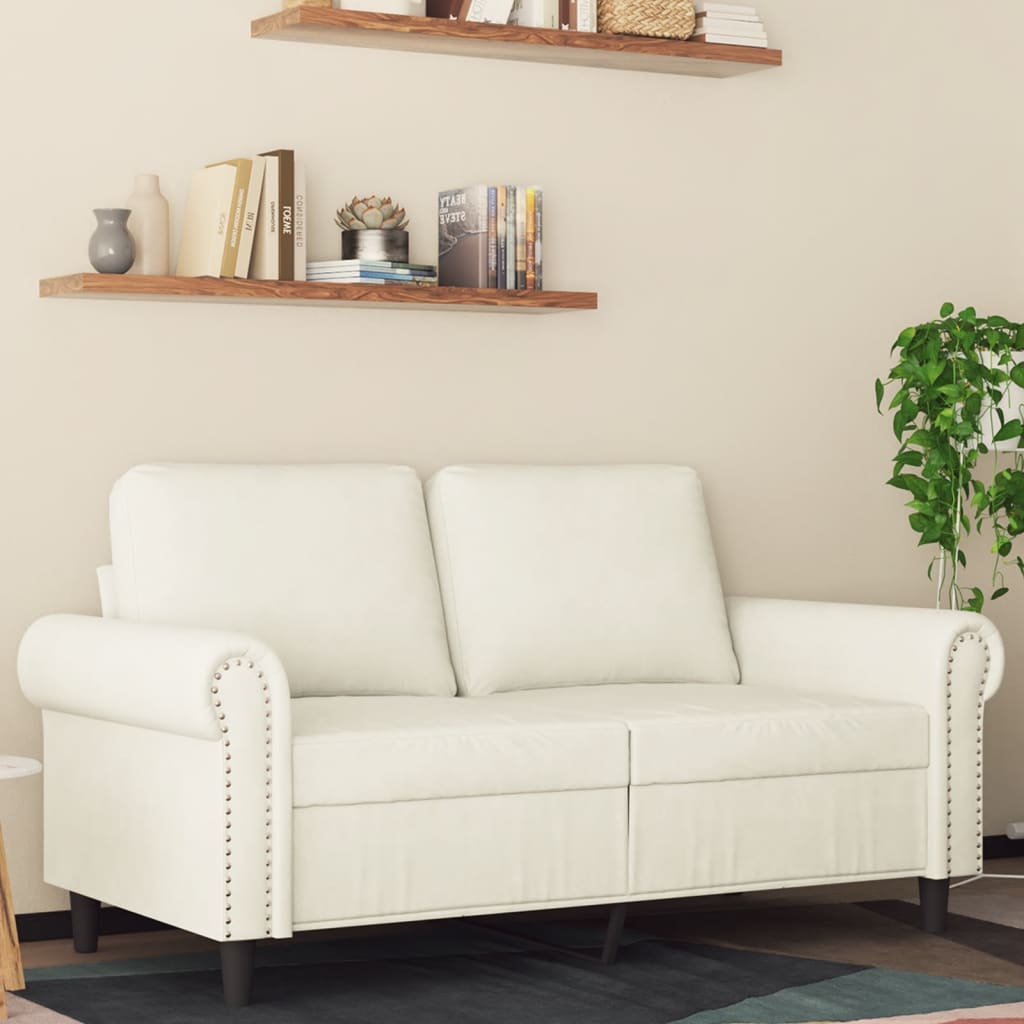 vidaXL 2-Sitzer-Sofa Creme 120 cm Samt