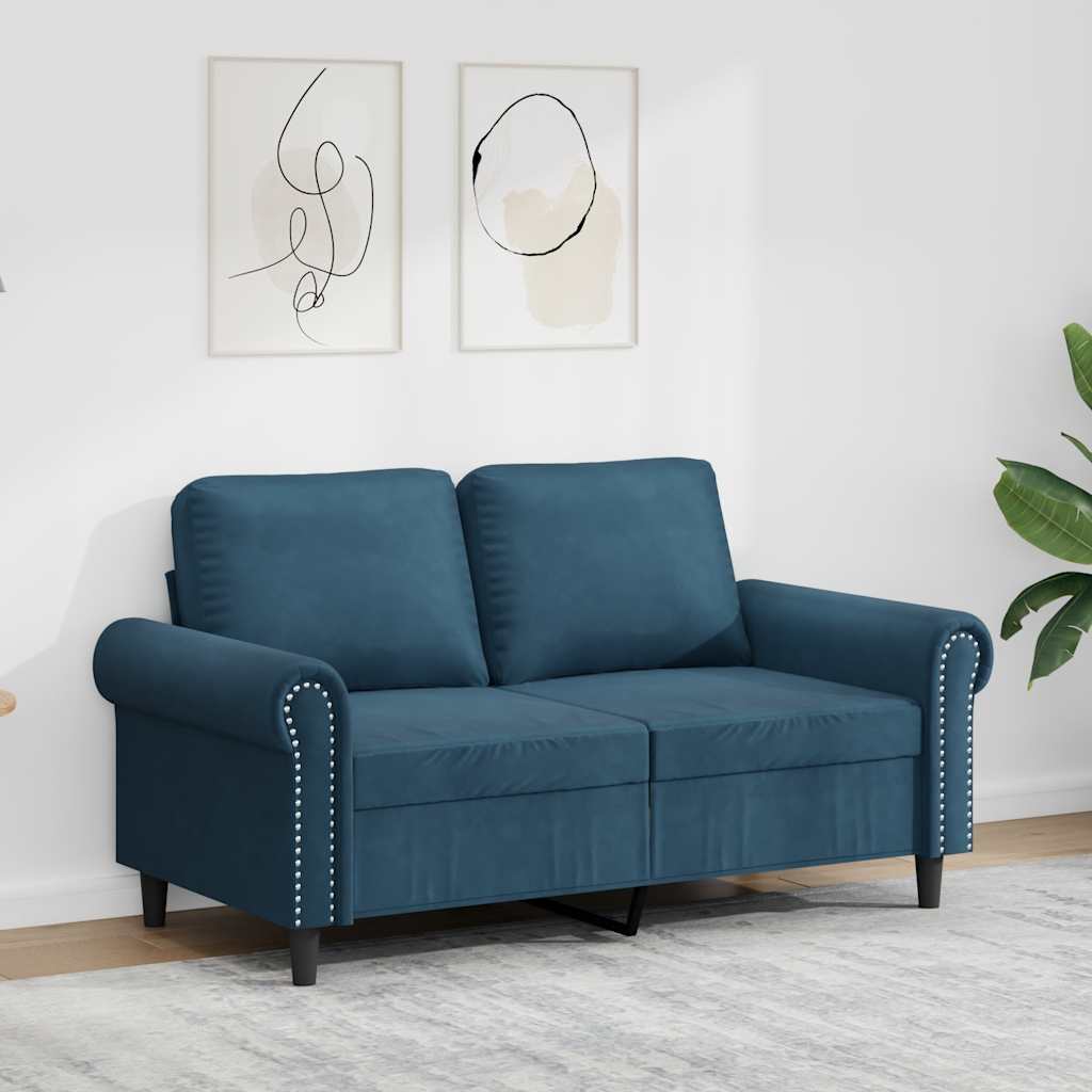 vidaXL 2-Sitzer-Sofa Blau 120 cm Samt