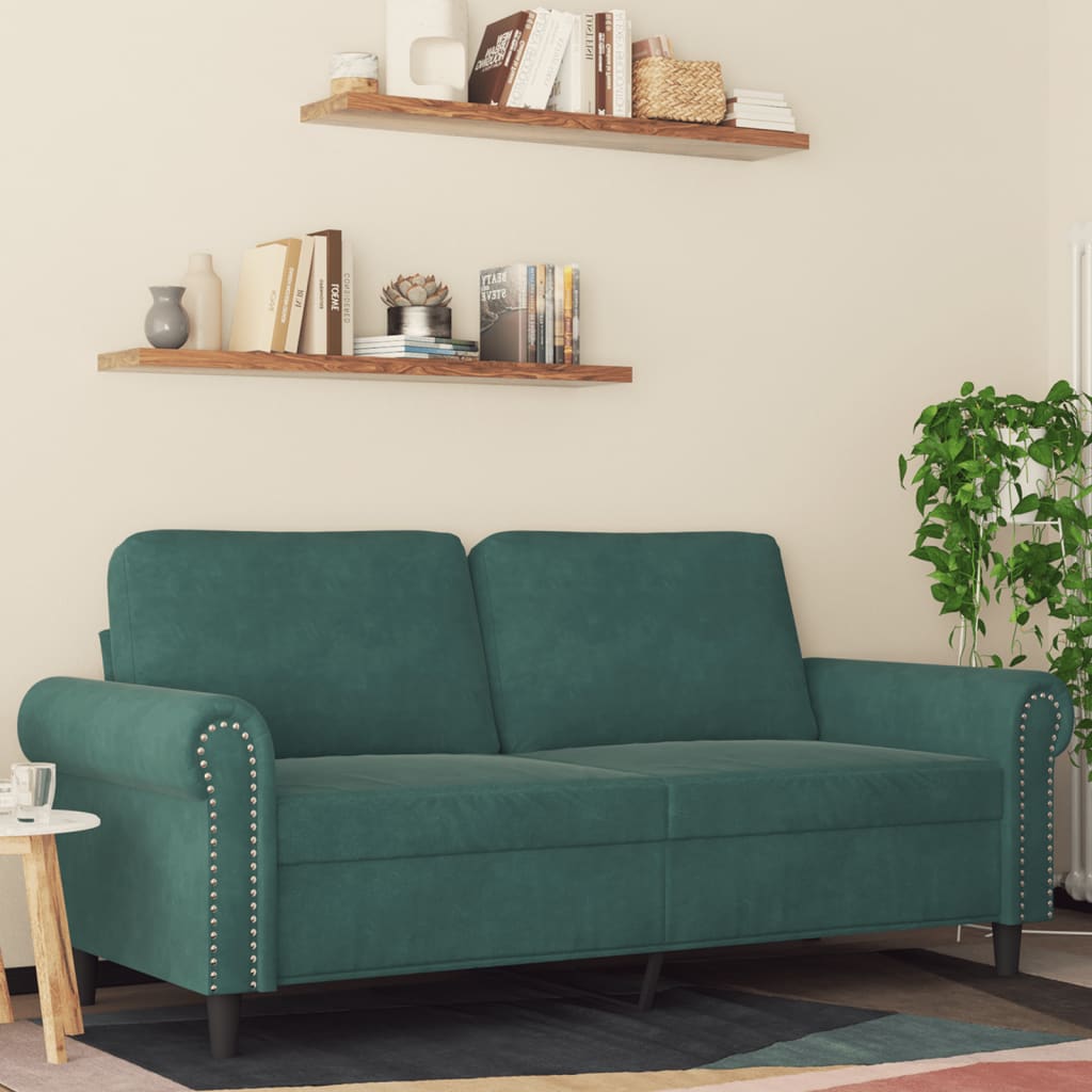 vidaXL 2-Sitzer-Sofa Dunkelgrün 140 cm Samt