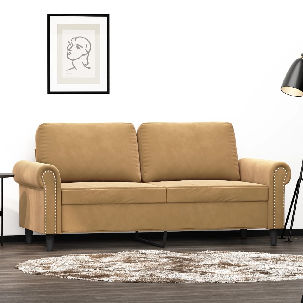 2-Sitzer-Sofa Braun 140 cm Samt