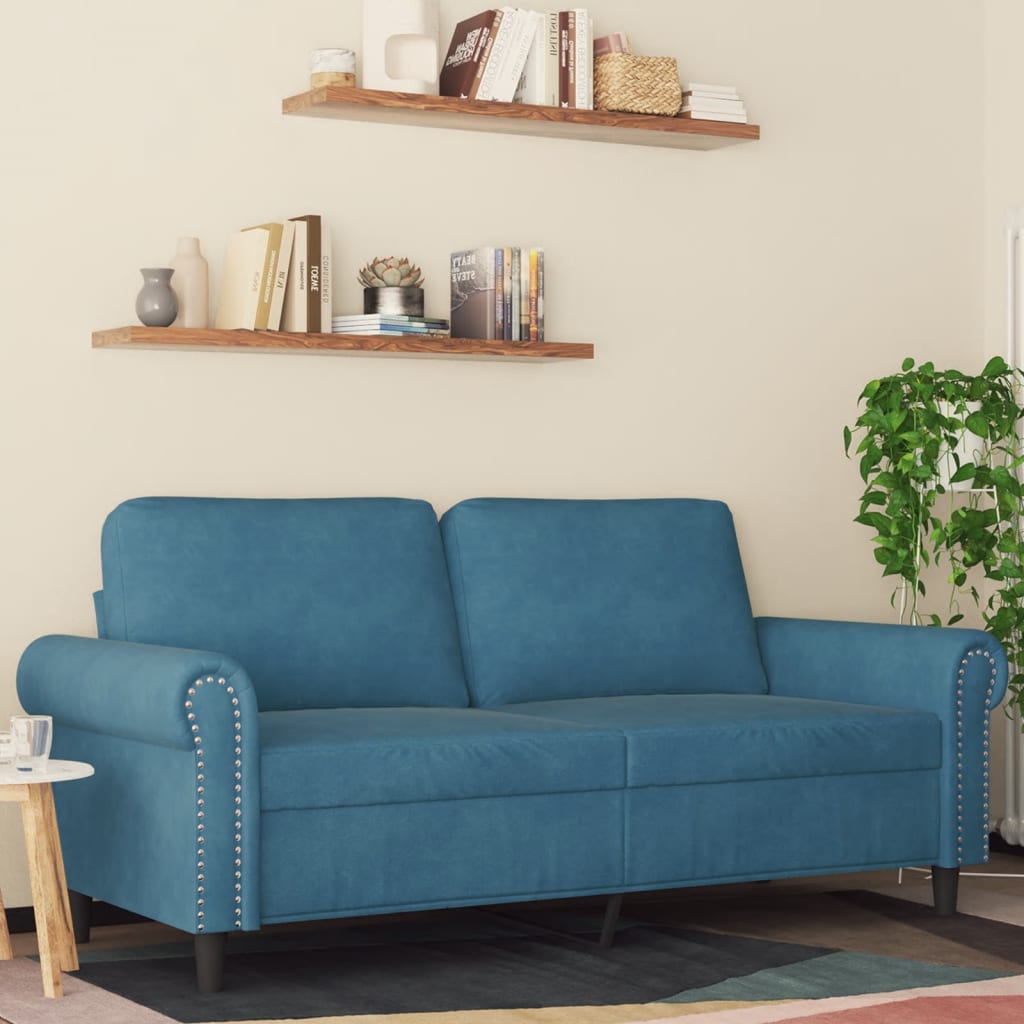 vidaXL 2-Sitzer-Sofa Blau 140 cm Samt